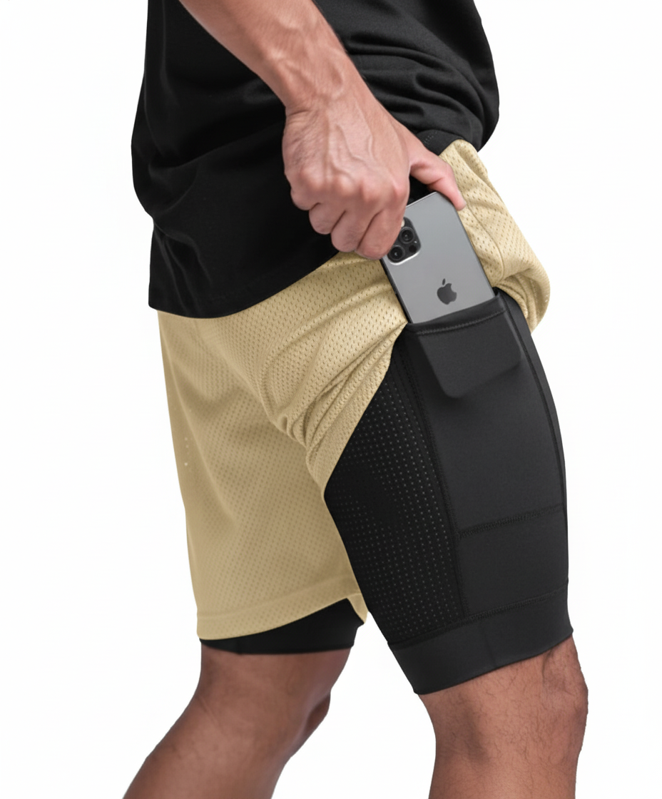 Short de Compressão 2 em 1 - Caqui